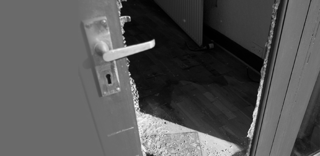 Door with smashed glass